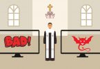 Christian person is watching bad things